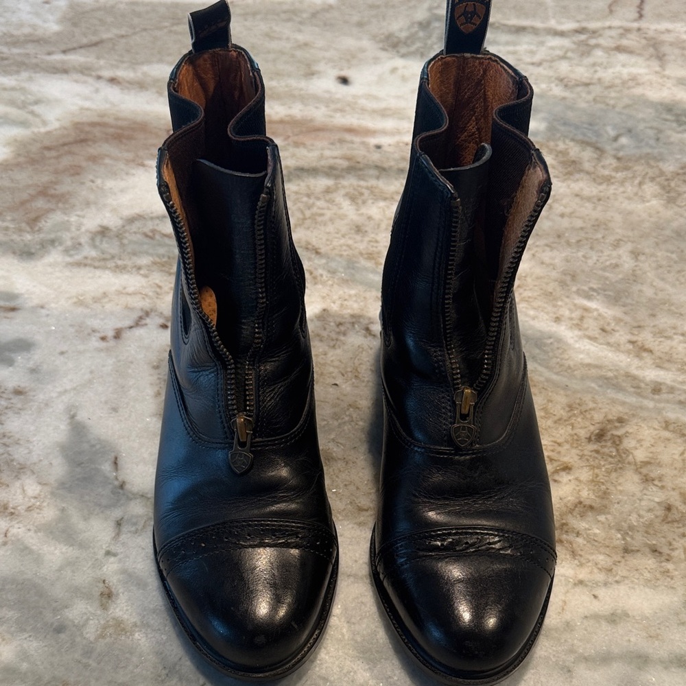 Ariat Black Leather Ankle Riding Boots